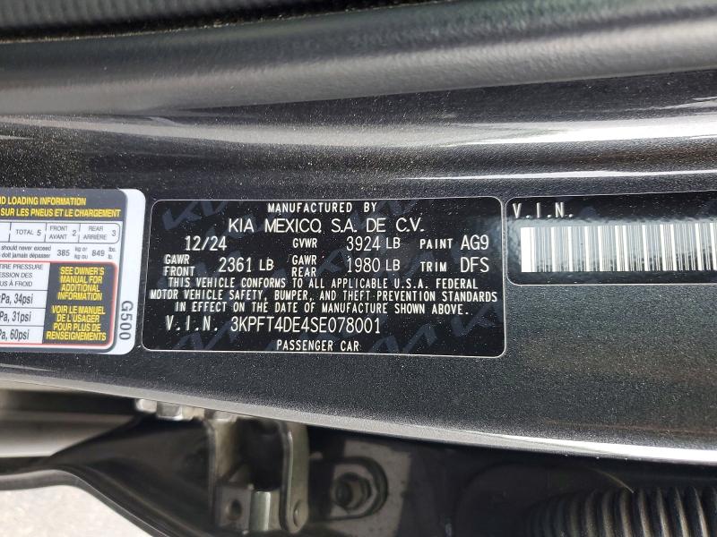 Aukcja sprzedaży 2025 Kia K4, vin: 3KPFT4DE4SE078001, numer aukcji: 55403426