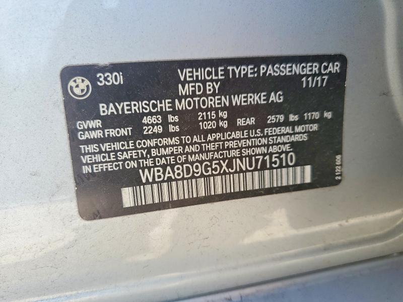 Aukcja sprzedaży 2018 Bmw 330, vin: WBA8D9G5XJNU71510, numer aukcji: 54965996