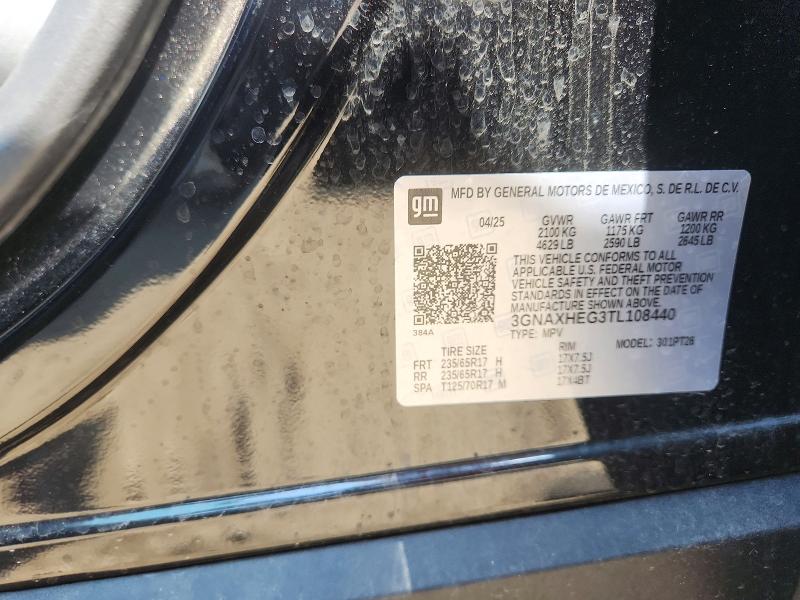 Aukcja sprzedaży 2026 Chevrolet Equinox, vin: 3GNAXHEG3TL108440, numer aukcji: 53815466