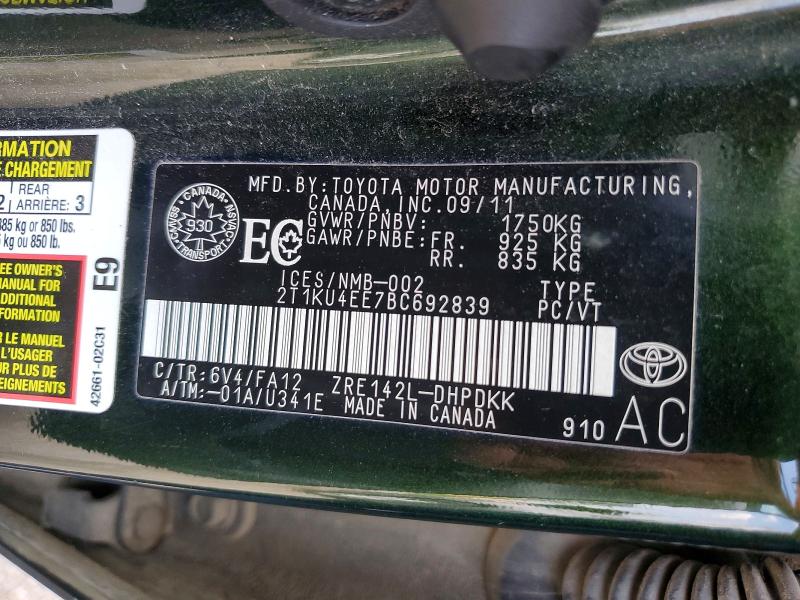 Продажа на аукционе авто 2011 Toyota Matrix, vin: 2T1KU4EE7BC692839, номер лота: 53703926