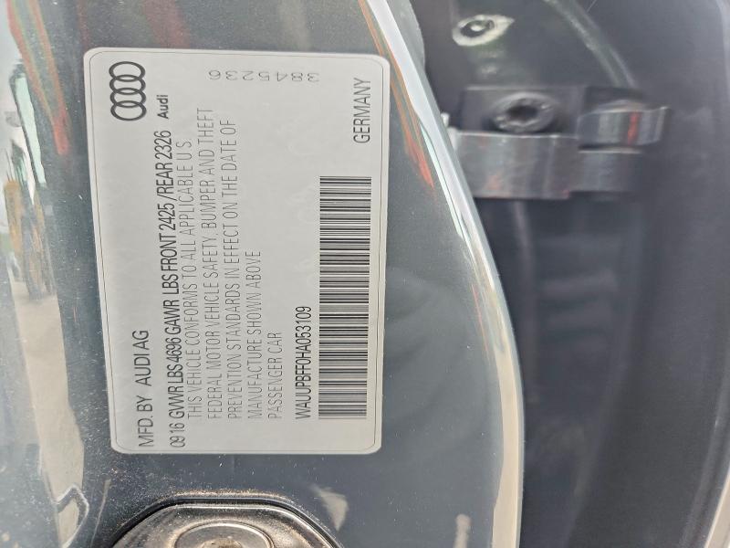 Aukcja sprzedaży 2017 Audi A3, vin: WAUUPBFF0HA053109, numer aukcji: 54613956