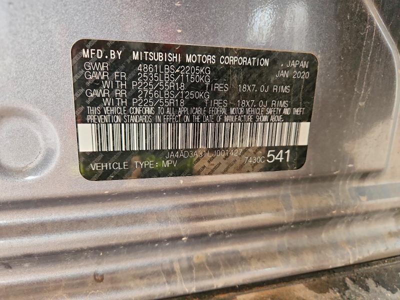 Продаж на аукціоні авто 2020 Mitsubishi Outlander, vin: JA4AD3A31LJ001427, номер лоту: 54953066