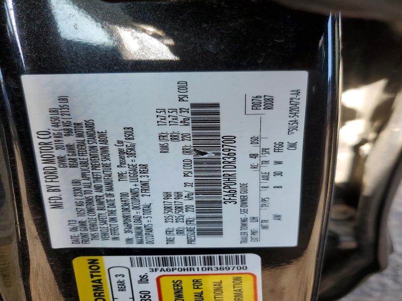 2013 Ford Fusion მანქანა იყიდება აუქციონზე, vin: 3FA6P0HR1DR369700, აუქციონის ნომერი: 52310766