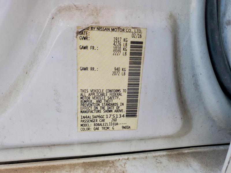 53707866 :رقم المزاد ، 1N4AL3AP6GC175134 vin ، 2016 Nissan Altima مزاد بيع