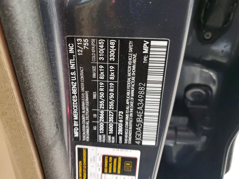 Продажа на аукционе авто 2014 Mercedes-benz Ml, vin: 4JGDA5JB4EA349882, номер лота: 52346796