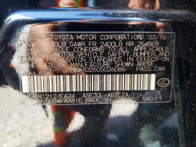 Aukcja sprzedaży 2016 Lexus Is, vin: JTHBA1D26G5026086, numer aukcji: 52964626
