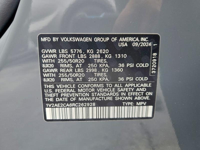 Продажа на аукционе авто 2024 Volkswagen Atlas Cross Sport, vin: 1V2AE2CA6RC262928, номер лота: 51979526