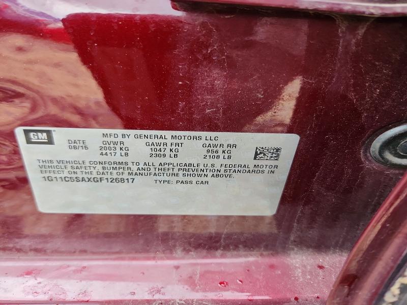 Продаж на аукціоні авто 2016 Chevrolet Malibu Limited, vin: 1G11C5SAXGF126817, номер лоту: 52698136
