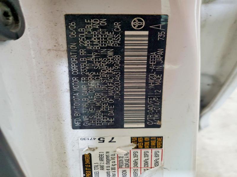 Aukcja sprzedaży 2006 Toyota Prius, vin: JTDKB20U463190488, numer aukcji: 55172856