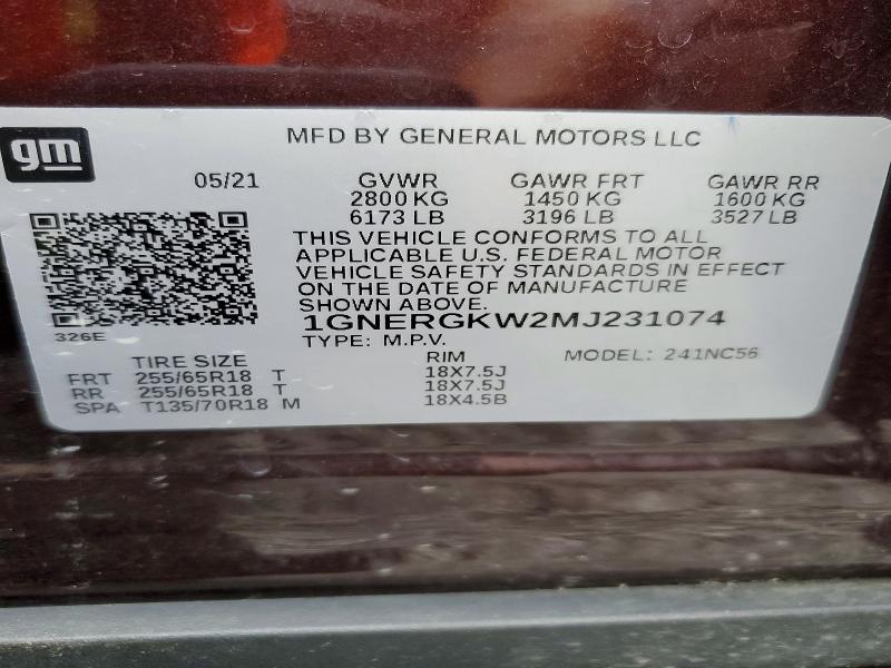Продаж на аукціоні авто 2021 Chevrolet Traverse, vin: 1GNERGKW2MJ231074, номер лоту: 54596396