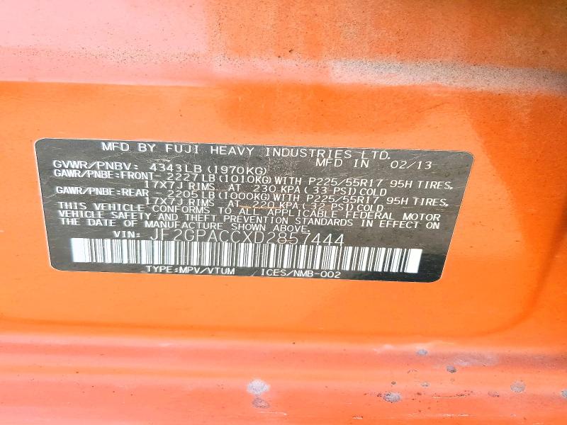 Auction sale of the 2013 Subaru Xv Crosstrek, vin: JF2GPACCXD2857444, lot number: 52948936
