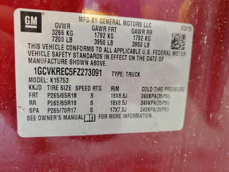 Aukcja sprzedaży 2015 Chevrolet Silverado, vin: 1GCVKREC5FZ273091, numer aukcji: 54835096