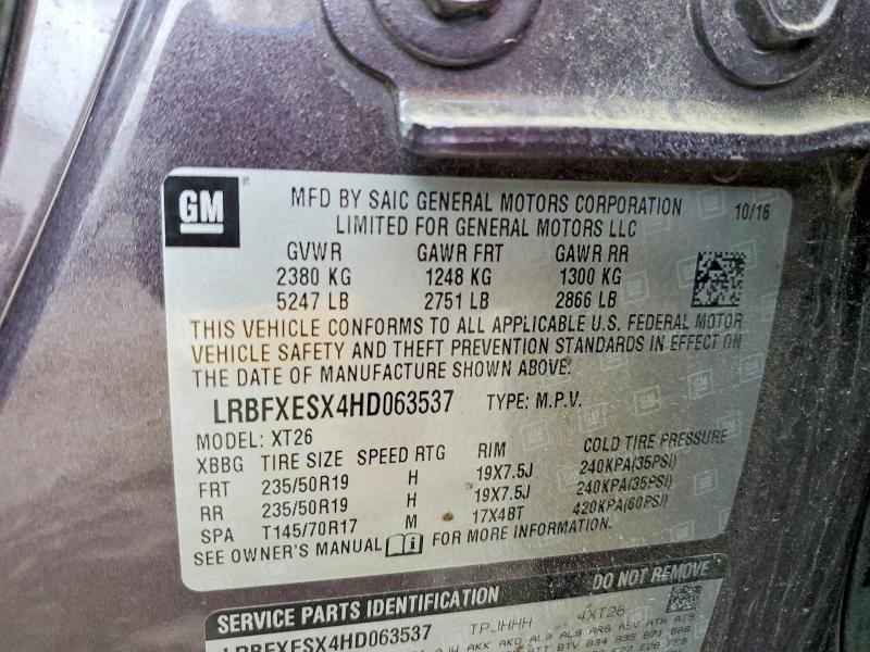 Продажа на аукционе авто 2017 Buick Envision, vin: LRBFXESX4HD063537, номер лота: 54254056