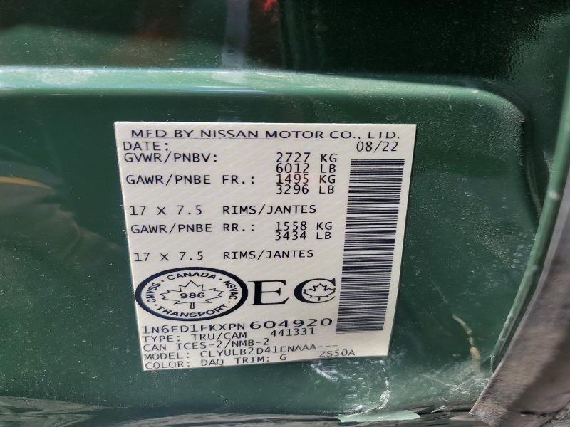 52842586 :رقم المزاد ، 1N6ED1FKXPN604920 vin ، 2023 Nissan Frontier مزاد بيع