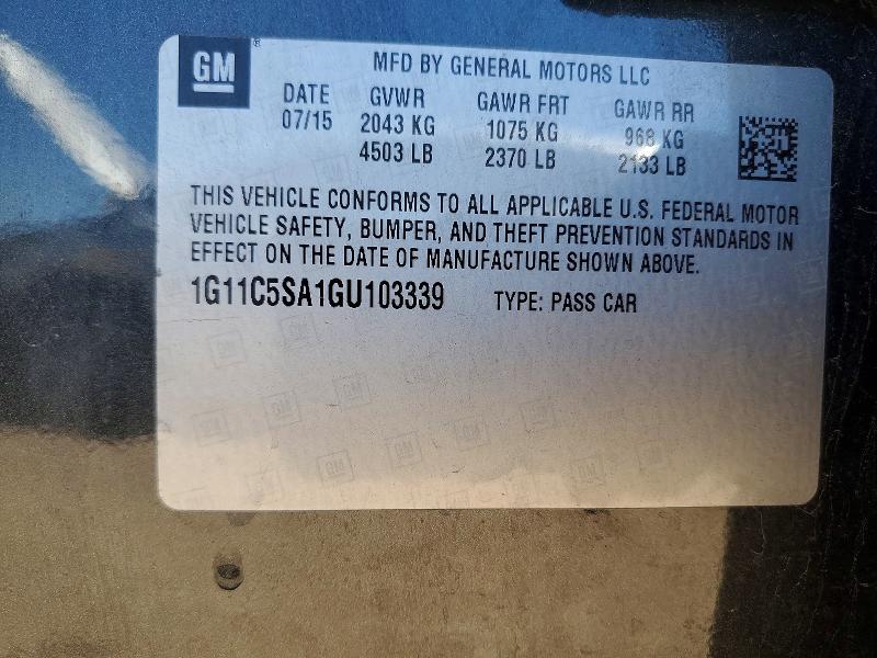 Aukcja sprzedaży 2016 Chevrolet Malibu Limited, vin: 1G11C5SA1GU103339, numer aukcji: 53094816