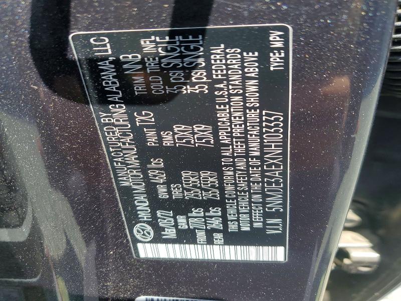 2022 Hyundai Tucson მანქანა იყიდება აუქციონზე, vin: 5NMJE3AEXNH103337, აუქციონის ნომერი: 53589206