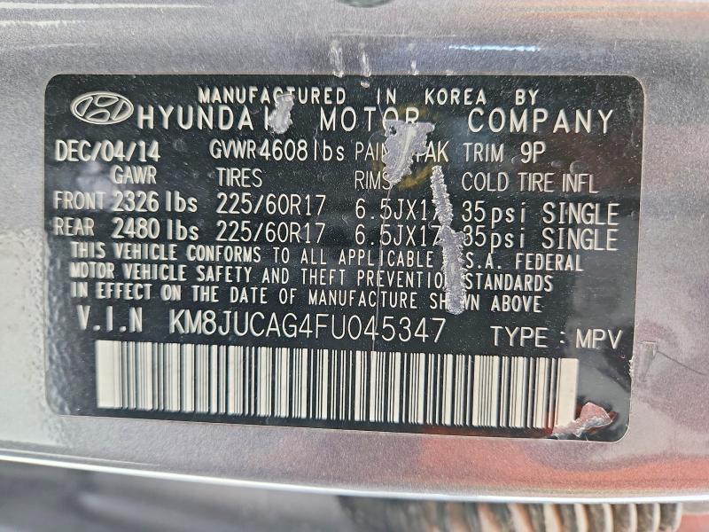 53354566 :رقم المزاد ، KM8JUCAG4FU045347 vin ، 2015 Hyundai Tucson مزاد بيع