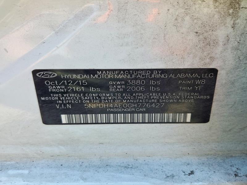 Aukcja sprzedaży 2016 Hyundai Elantra, vin: 5NPDH4AE0GH776427, numer aukcji: 52257496