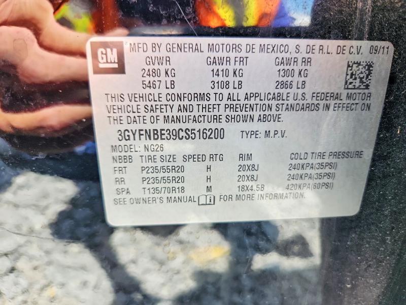 2012 Cadillac Srx მანქანა იყიდება აუქციონზე, vin: 3GYFNBE39CS516200, აუქციონის ნომერი: 55040226