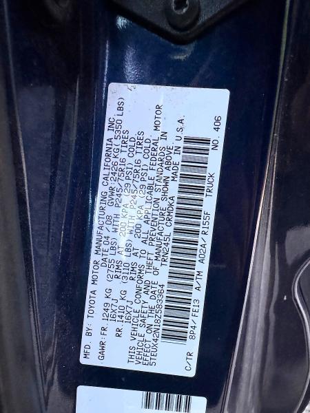 2008 Toyota Tacoma მანქანა იყიდება აუქციონზე, vin: 5TEUX42N18Z583364, აუქციონის ნომერი: 55361226