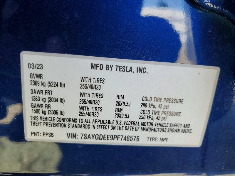54687576 :رقم المزاد ، 7SAYGDEE9PF748576 vin ، 2023 Tesla Model Y مزاد بيع