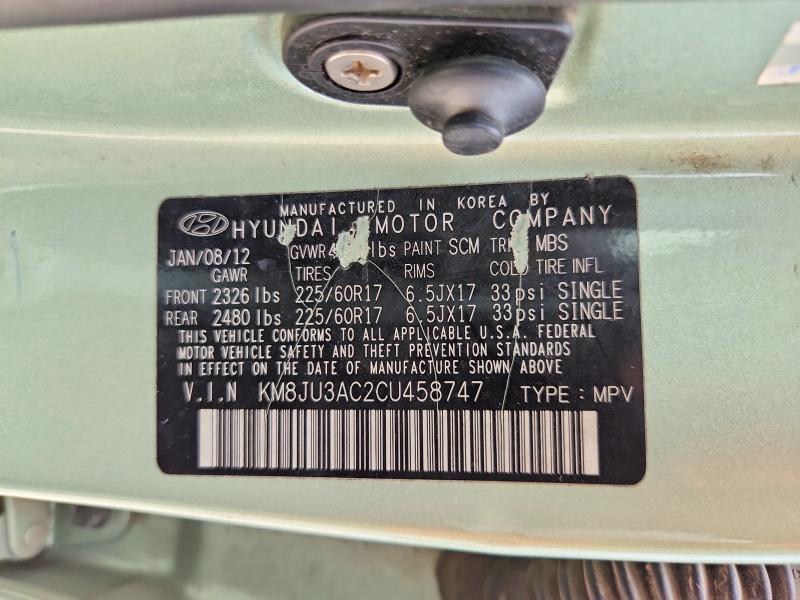Продажа на аукционе авто 2012 Hyundai Tucson, vin: KM8JU3AC2CU458747, номер лота: 52437196