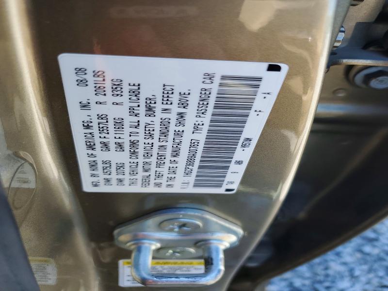 53645386 :رقم المزاد ، 1HGCP36899A007657 vin ، 2009 Honda Accord مزاد بيع
