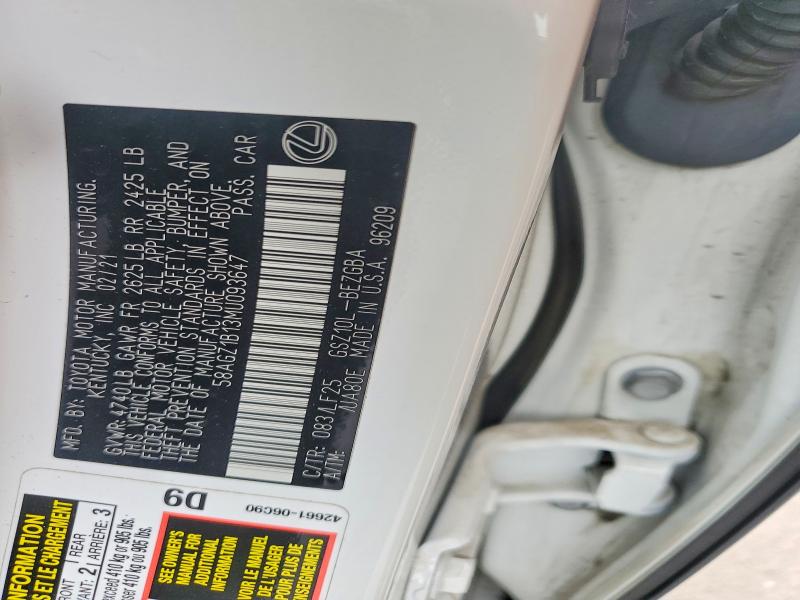 Продажа на аукционе авто 2021 Lexus Es 350, vin: 58AGZ1B13MU093647, номер лота: 54489296
