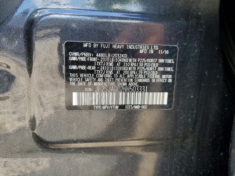 Aukcja sprzedaży 2017 Subaru Forester, vin: JF2SJAGC2HH503331, numer aukcji: 52511656