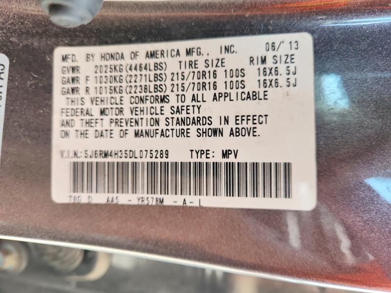 Продажа на аукционе авто 2013 Honda Cr-v, vin: 5J6RM4H35DL075289, номер лота: 54472736
