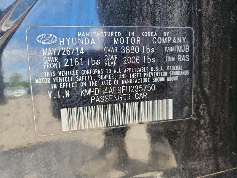 53926676 :رقم المزاد ، KMHDH4AE9FU235750 vin ، 2015 Hyundai Elantra مزاد بيع