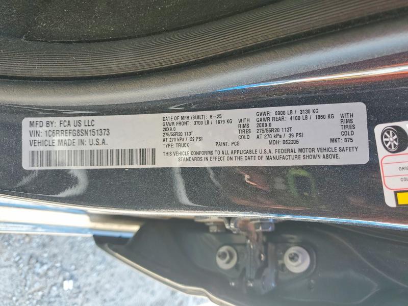 52804526 :رقم المزاد ، 1C6RREFG8SN151373 vin ، 2025 Ram 1500 مزاد بيع