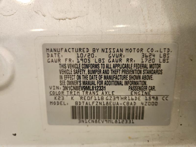 54538246 :رقم المزاد ، 3N1CN8EV9ML812331 vin ، 2021 Nissan Versa مزاد بيع