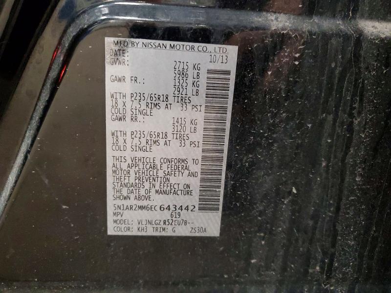 Aukcja sprzedaży 2014 Nissan Pathfinder, vin: 5N1AR2MM6EC643442, numer aukcji: 51163516