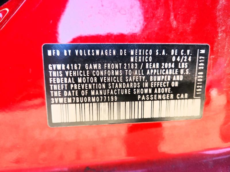 Aukcja sprzedaży 2024 Volkswagen Jetta, vin: 3VWEM7BU0RM077199, numer aukcji: 52819746