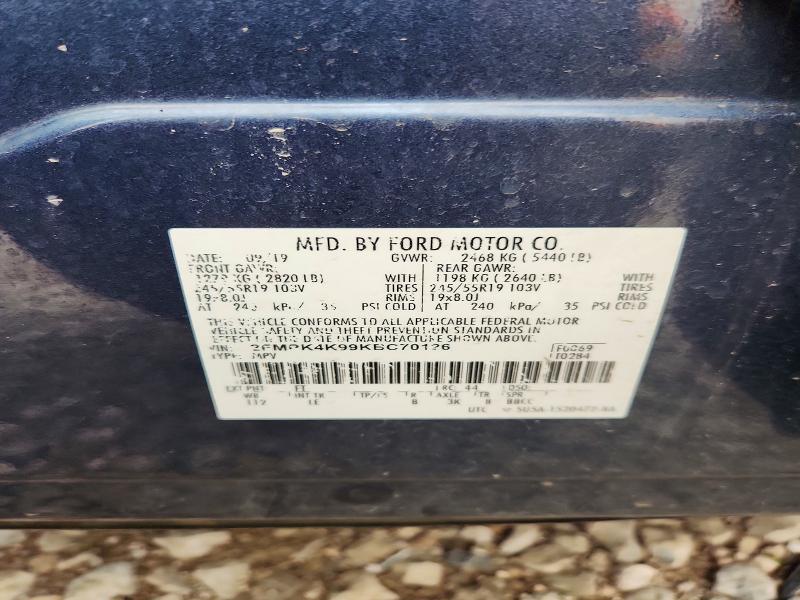 54596066 :رقم المزاد ، 2FMPK4K99KBC70126 vin ، 2019 Ford Edge مزاد بيع