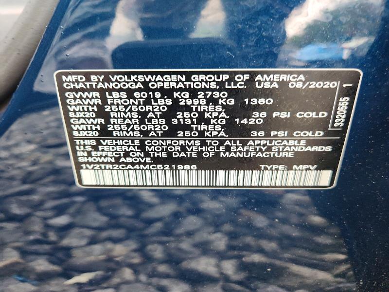 Aukcja sprzedaży 2021 Volkswagen Atlas, vin: 1V2TR2CA4MC521986, numer aukcji: 54167836