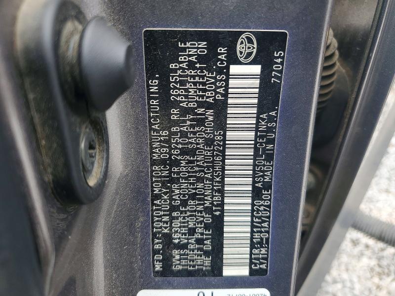 Продажа на аукционе авто 2017 Toyota Camry, vin: 4T1BF1FK5HU672285, номер лота: 54408796