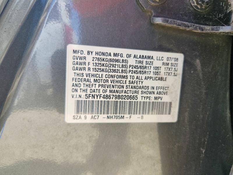 Продаж на аукціоні авто 2009 Honda Pilot, vin: 5FNYF48679B020665, номер лоту: 53242906