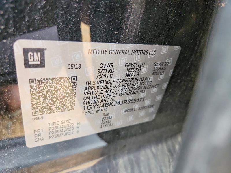 53888096 :رقم المزاد ، 1GYS4BKJ4JR359471 vin ، 2018 Cadillac Escalade مزاد بيع