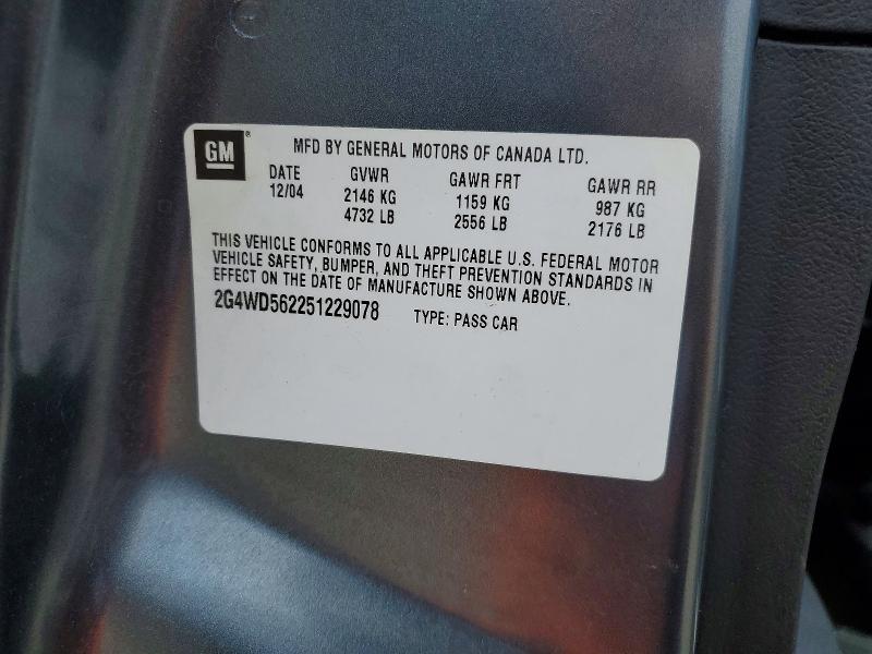 2005 Buick Lacrosse მანქანა იყიდება აუქციონზე, vin: 2G4WD562251229078, აუქციონის ნომერი: 52517516