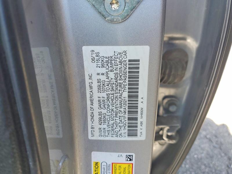 Продажа на аукционе авто 2019 Honda Accord, vin: 1HGCV1F14KA120211, номер лота: 54151976