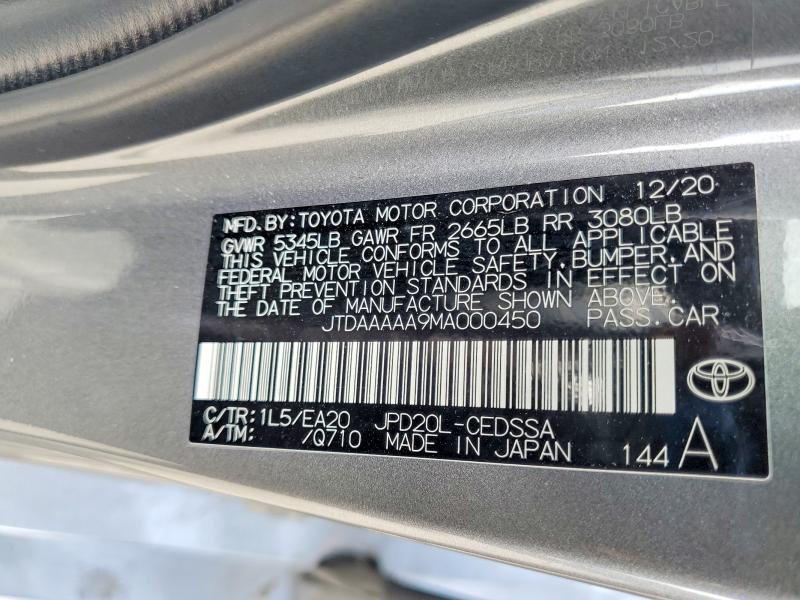 Aukcja sprzedaży 2021 Toyota Mirai, vin: JTDAAAAA9MA000450, numer aukcji: 54700976