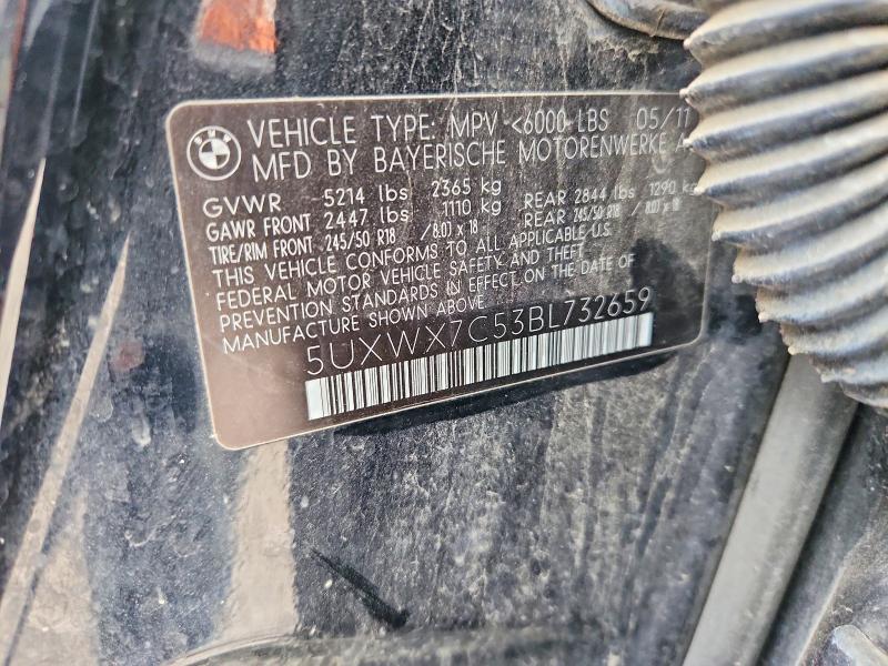 Продаж на аукціоні авто 2011 Bmw X3, vin: 5UXWX7C53BL732659, номер лоту: 53412306