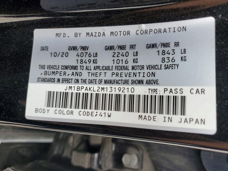 55098446 :رقم المزاد ، JM1BPAKL2M1319210 vin ، 2021 Mazda 3 مزاد بيع