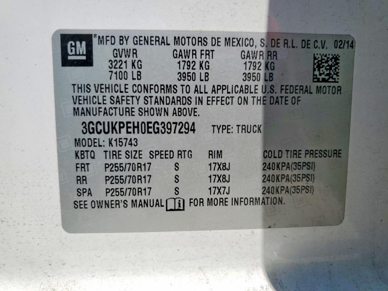 Продажа на аукционе авто 2014 Chevrolet Silverado, vin: 3GCUKPEH0EG397294, номер лота: 52868016