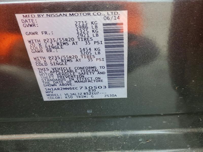 Aukcja sprzedaży 2014 Nissan Pathfinder, vin: 5N1AR2MN6EC710503, numer aukcji: 53156566
