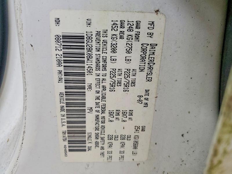53993296 :رقم المزاد ، 1D8GU28K08W114501 vin ، 2008 Dodge Nitro مزاد بيع
