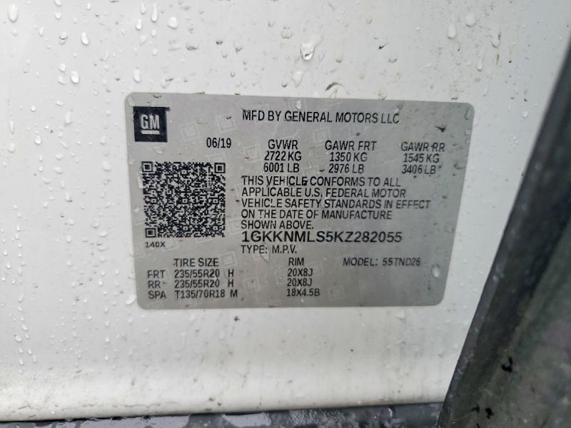 2019 Gmc Acadia მანქანა იყიდება აუქციონზე, vin: 1GKKNMLS5KZ282055, აუქციონის ნომერი: 54068256