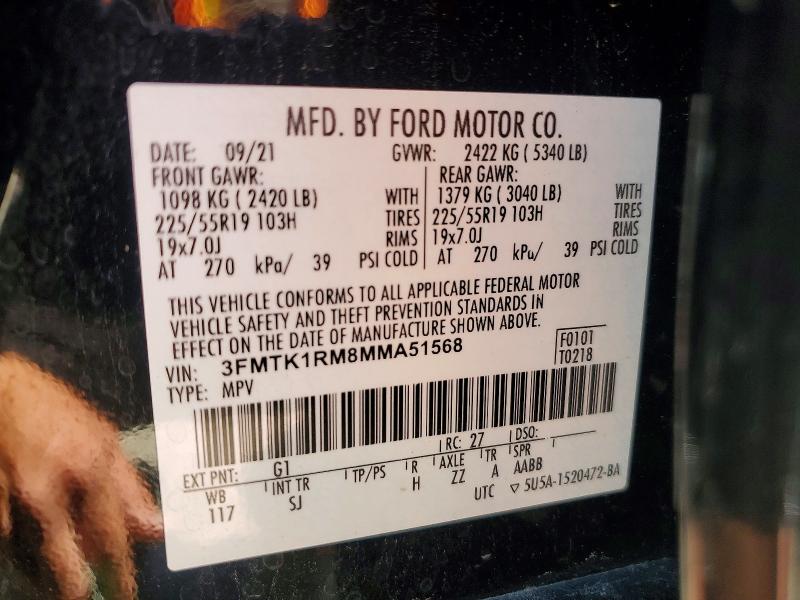 Продажа на аукционе авто 2021 Ford Mustang Mach-e, vin: 3FMTK1RM8MMA51568, номер лота: 52910556